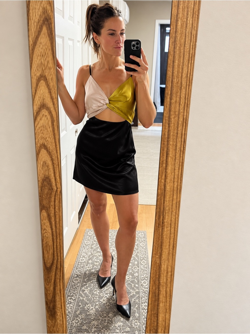 Topshop Color Block Mini Slip Dress M